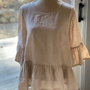 BRYN WALKER Asymmetrical Linen Top